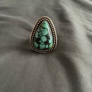Large brand new turquoise sterling silver ring. Size 10